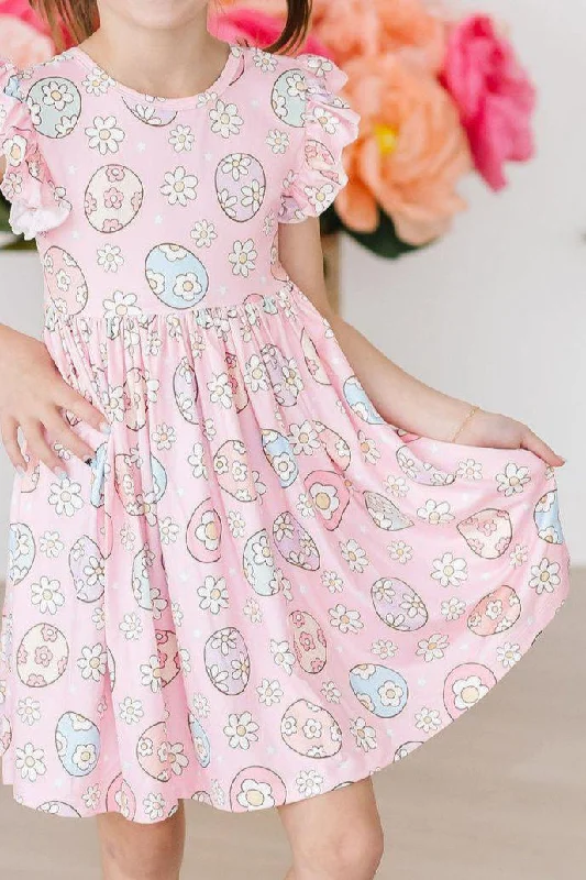 Easter Egg Hunt Flutter Sleeve Twirl Dress Tunics Canvas sturdy