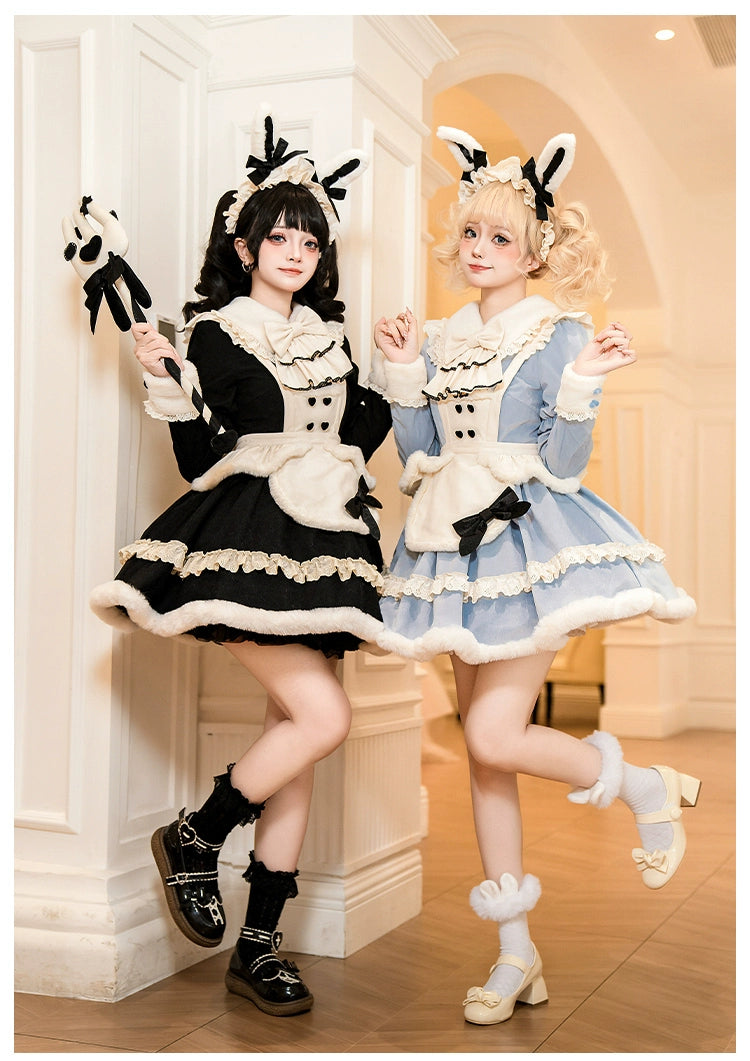 With PUJI~Rabbit&Alice~Sweet Twin Lolita OP Dress Doll Apron Dress Set Tunics Stylish modern With PUJI~Rabbit&Alice~Sweet Twin Lolita OP Dress Doll Apron Dress Set Tunics Stylish modern