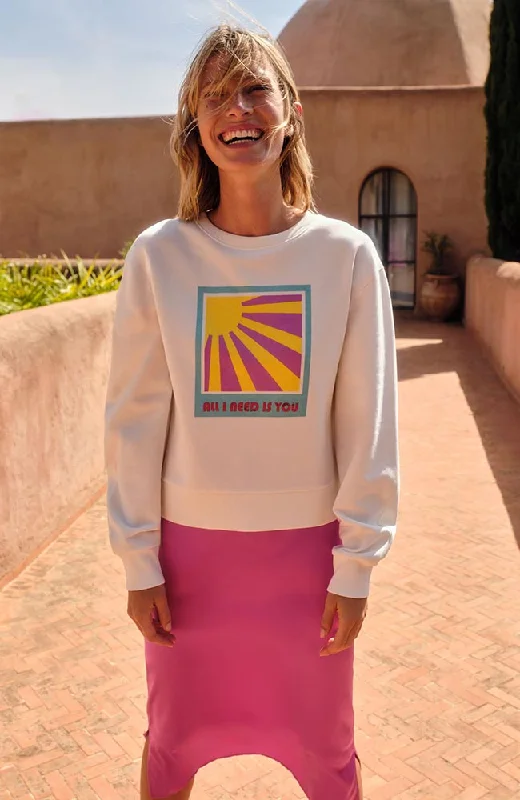 Statement sweatshirt Sun Hoodie with Belted Waist Structured Tailored