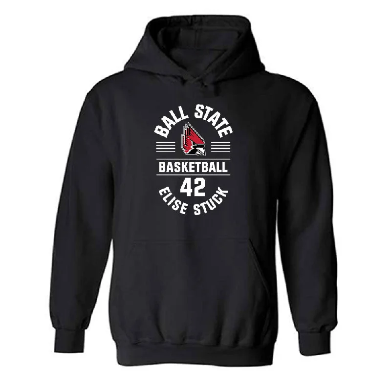 Ball State - NCAA Women's Basketball : Elise Stuck - Classic Fashion Shersey Hooded Sweatshirt Hoodie with Strings Custom Fit Adjustable Ball State - NCAA Women's Basketball : Elise Stuck - Classic Fashion Shersey Hooded Sweatshirt Hoodie with Strings Custom Fit Adjustable