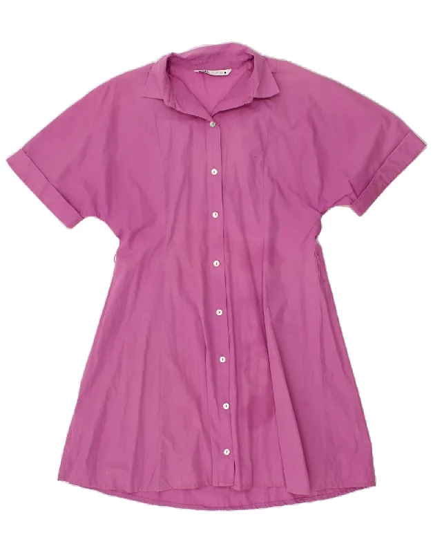 ZARA Womens Short Sleeves Shift Dress UK 10 Small Pink Tunics Short Trendy