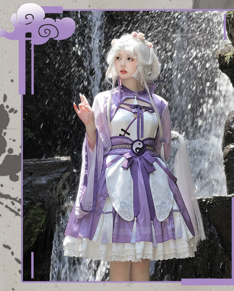 OCELOT~Qi Lolita JSK Suit Chinese Taoism Lolita Dress Set sweetheart Neckline Romantic OCELOT~Qi Lolita JSK Suit Chinese Taoism Lolita Dress Set sweetheart Neckline Romantic