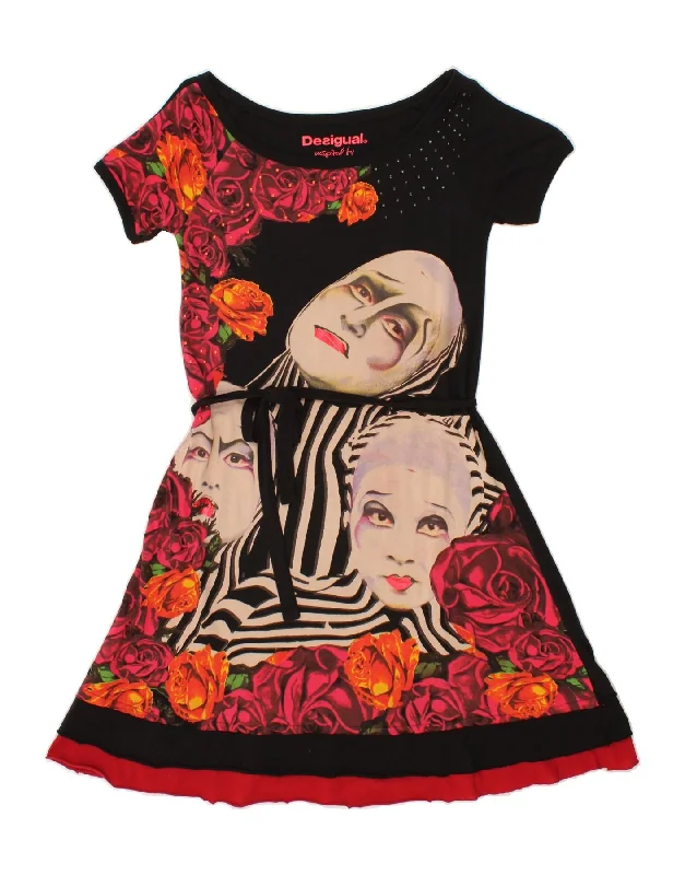 DESIGUAL Womens Cirque Du Soleil A-Line Dress UK 12 Medium Black Floral Tunics Essential wardrobe DESIGUAL Womens Cirque Du Soleil A-Line Dress UK 12 Medium Black Floral Tunics Essential wardrobe