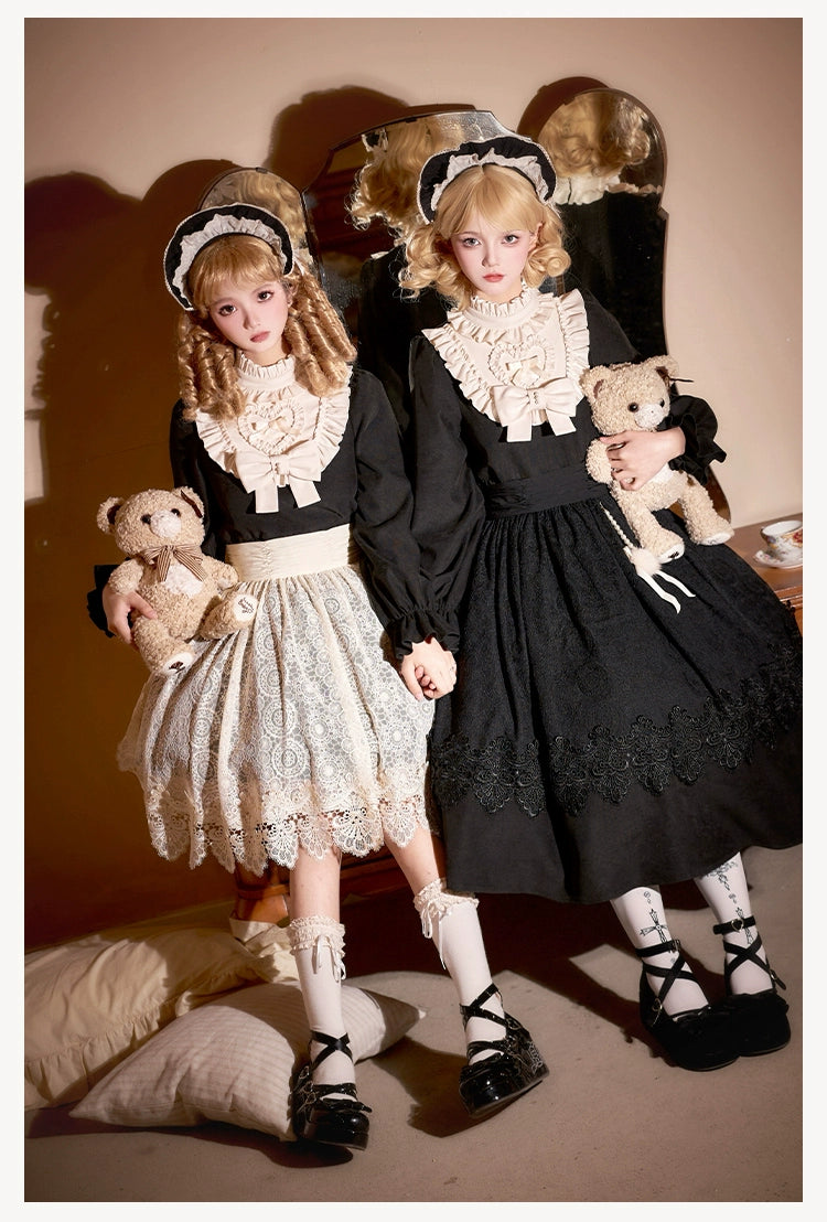 With PUJI~Twilight Choir~Twin Lolita OP Suit Loose Version Dress with Apron Tunics Yoga stretchy With PUJI~Twilight Choir~Twin Lolita OP Suit Loose Version Dress with Apron Tunics Yoga stretchy