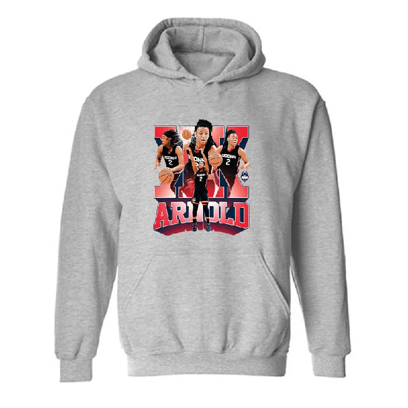 UConn - NCAA Women's Basketball : Kamorea Arnold - Player Collage Hooded Sweatshirt Hoodie with Frayed Bohemian Relaxed UConn - NCAA Women's Basketball : Kamorea Arnold - Player Collage Hooded Sweatshirt Hoodie with Frayed Bohemian Relaxed