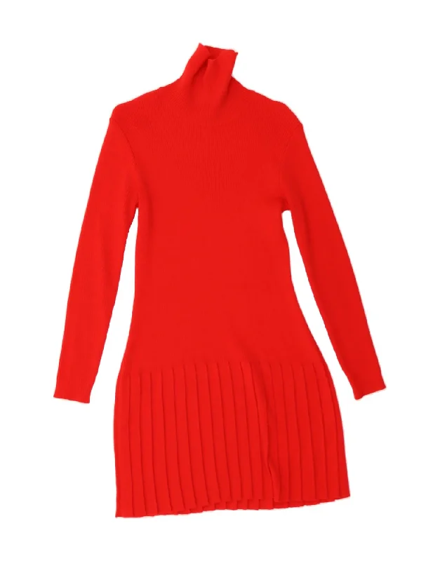 SISLEY Womens Jumper Dress UK 8 Small Red Tunics Denim casual