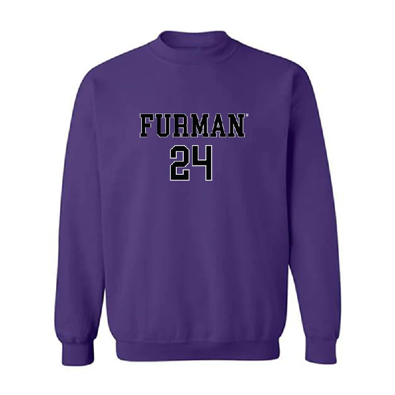 Furman - NCAA Women's Basketball : Jaelyn Acker - Replica Shersey Crewneck Sweatshirt Hoodie with Hem Fringe Bohemian Relaxed Furman - NCAA Women's Basketball : Jaelyn Acker - Replica Shersey Crewneck Sweatshirt Hoodie with Hem Fringe Bohemian Relaxed
