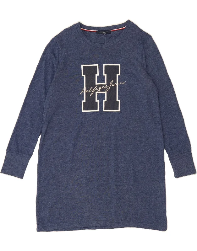 TOMMY HILFIGER Womens Graphic Jumper Dress UK 16 Large Navy Blue Cotton Tunics Hiking breathable TOMMY HILFIGER Womens Graphic Jumper Dress UK 16 Large Navy Blue Cotton Tunics Hiking breathable