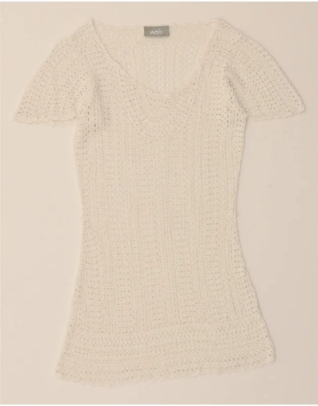 WALLIS Womens Oversized Beach Basic Dress UK 10 Small White Crew Neckline Casual