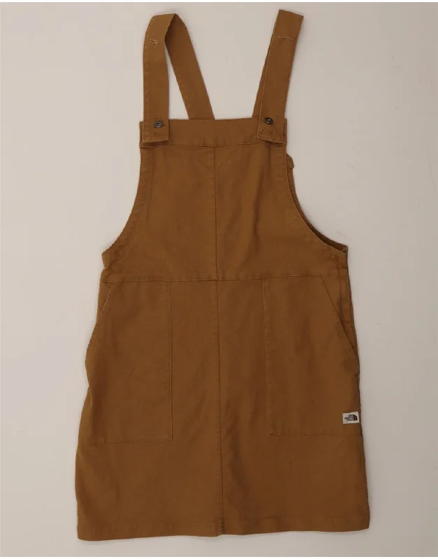 THE NORTH FACE Womens Dungaree Dress UK 12 Medium Brown Cotton Tunics Bridal satin