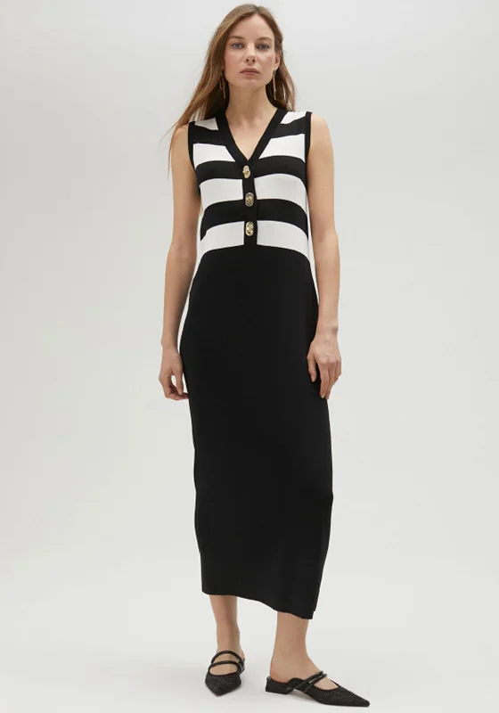 Lola Casademunt Two Tone Knit Dress, Black Tunics Spring floral