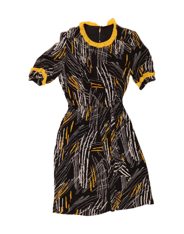 VINTAGE Womens Abstract Pattern A-Line Dress UK 14 Large Black Tunics Hiking breathable VINTAGE Womens Abstract Pattern A-Line Dress UK 14 Large Black Tunics Hiking breathable