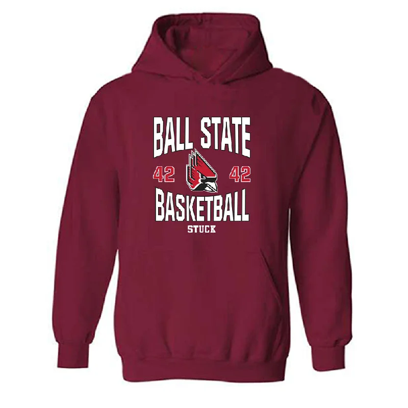 Ball State - NCAA Women's Basketball : Elise Stuck - Classic Fashion Shersey Hooded Sweatshirt Hoodie with Ribbed Hem Stretchable Secure Ball State - NCAA Women's Basketball : Elise Stuck - Classic Fashion Shersey Hooded Sweatshirt Hoodie with Ribbed Hem Stretchable Secure