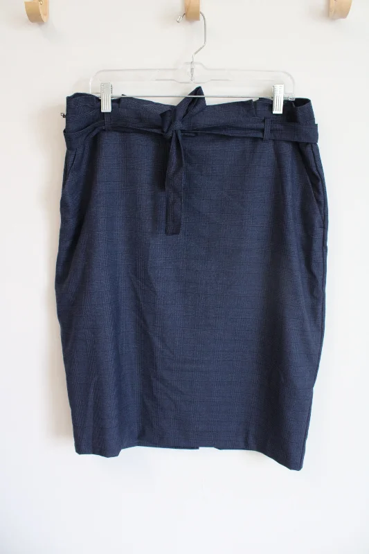 Banana Republic Blue Plaid Tie Waist Skirt | 14 linen skirt breathable