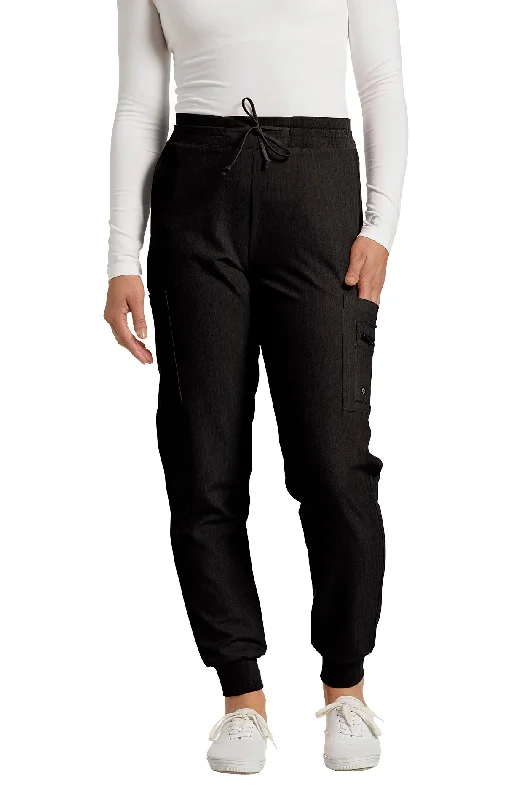 380P V-Tess Zippered Cargo Pocket Jogger Pant - Petite Elegant Trouser Pants