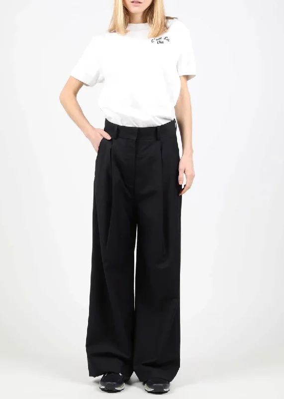 Franny Pleated Wide Leg Pants Fashionable Button-Up Pants