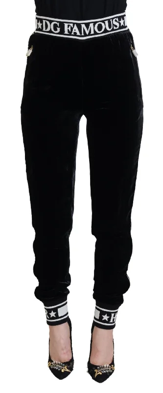 Dolce & Gabbana Elegant Velvet Pants - Timeless  Women's Luxury High-Waist Trousers