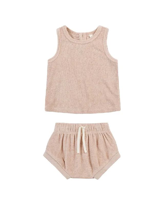 Quincy Mae Terry Tank & Short Set sheer tank top