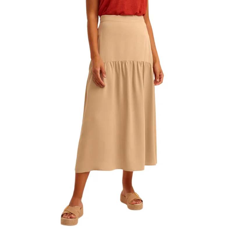 OXXO - Flounce Midi Skirt linen skirt breathable