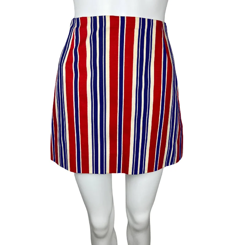 Vintage 1960s Mini Skirt Striped Less Than Nothing Boston zip skirt side