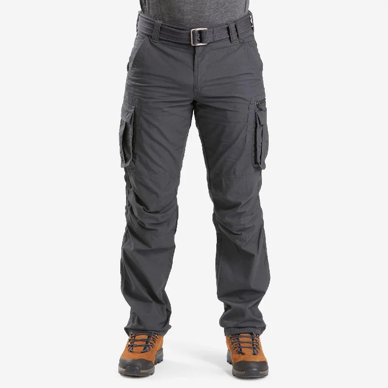 Forclaz Men's Travel Backpacking Cargo Pants - TRAVEL 100 Grey Warm Wool Trousers