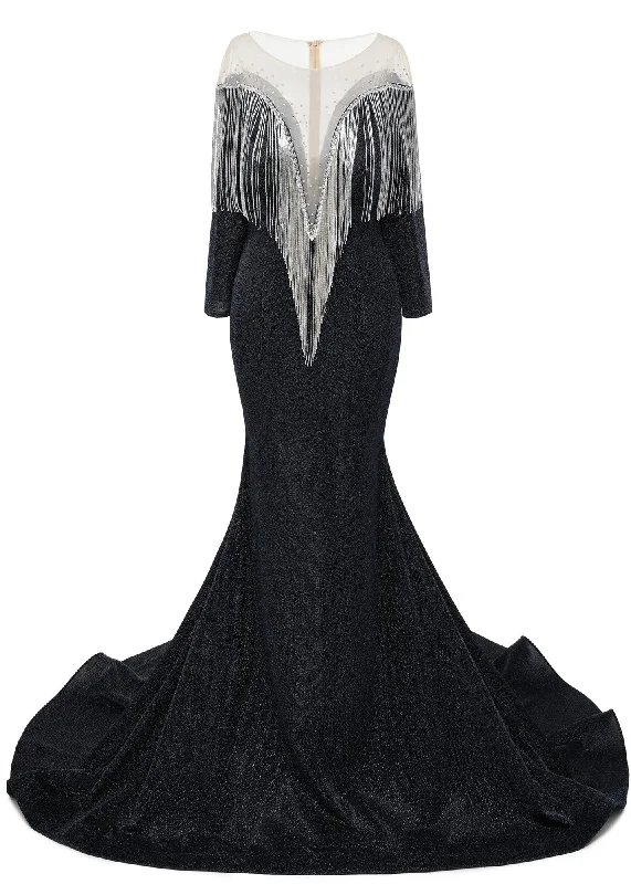 Deep V-neck Shiny Black Prom Dresses Long sleeves Mermaid Evening Party Dresses Tunics Designer luxury Deep V-neck Shiny Black Prom Dresses Long sleeves Mermaid Evening Party Dresses Tunics Designer luxury