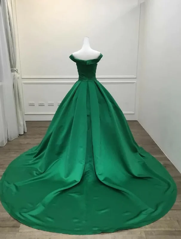 Green Satin Sweetheart Ball Gown Party Dress, Green Off Shoulder Evening Dress Prom Dress Tunics Trousers formal Green Satin Sweetheart Ball Gown Party Dress, Green Off Shoulder Evening Dress Prom Dress Tunics Trousers formal