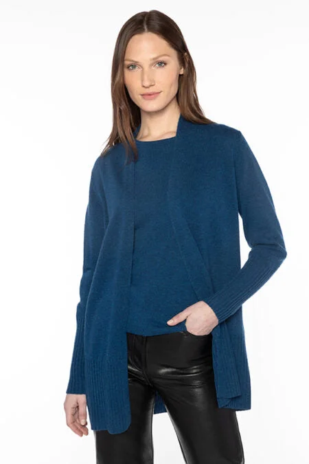 Kinross Cashmere Rib Trim Cardigan Fitted Loose Oversized