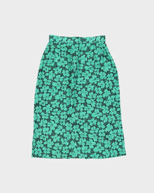 Vintage 80s Floral Midi Skirt - XS athletic skirt fit
