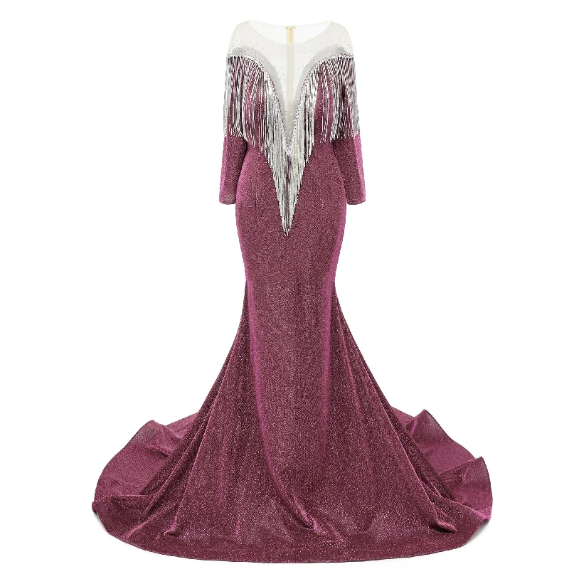 Deep V-neck Shiny Dark Rose Prom Dresses Long sleeves Mermaid Evening Party Dresses Tunics Sale discount Deep V-neck Shiny Dark Rose Prom Dresses Long sleeves Mermaid Evening Party Dresses Tunics Sale discount