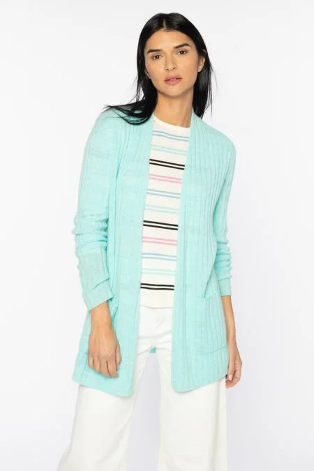 Kinross Cashmere Easy Rib Cardigan Fitted Slim Tailored