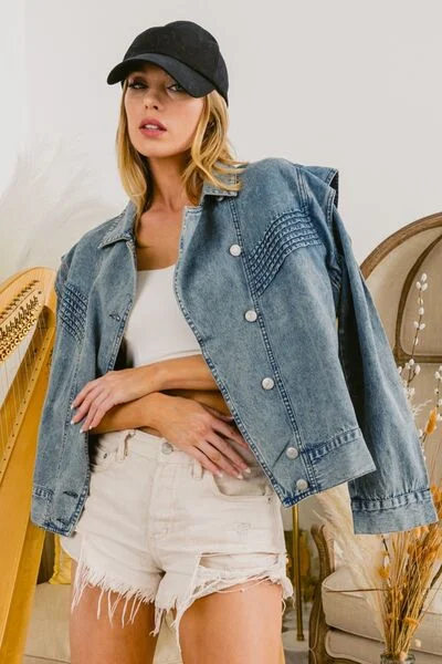 Gabe Button Up Long Sleeve Denim Jacket Denim Jacket Leather Jacket Suede Jacket