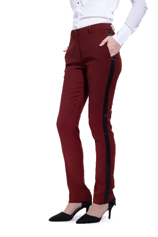 Burgundy & Black Slim Fit Tuxedo Pants Sleek Black Pants