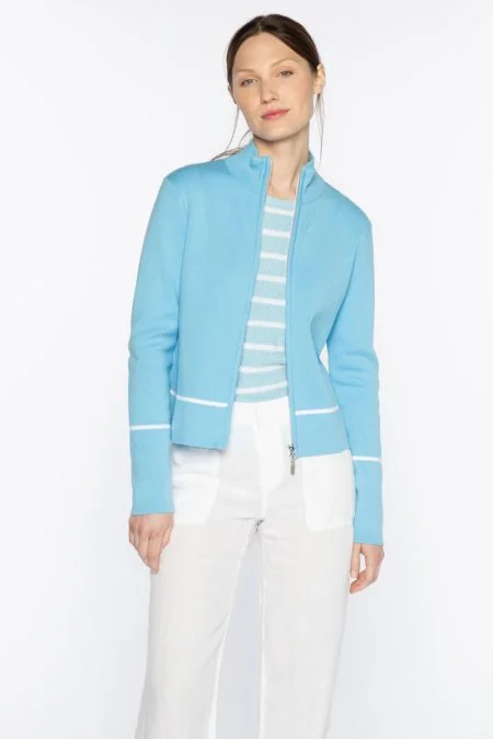 Kinross Cashmere Fitted Zip Mock Cardigan Anti-Pilling Anti-Shrink Durable