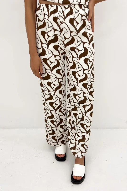 Harriet Pant Brown Cream Casual Yoga Pants