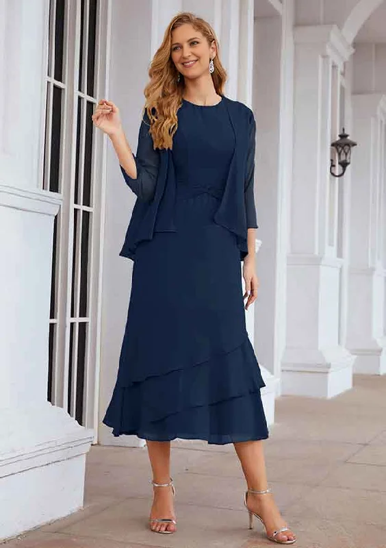 A-line Bateau Tea-Length Chiffon Mother of the Bride Dress With Pleated and Jacket Knit Jacket Woven Jacket Fleece Jacket A-line Bateau Tea-Length Chiffon Mother of the Bride Dress With Pleated and Jacket Knit Jacket Woven Jacket Fleece Jacket