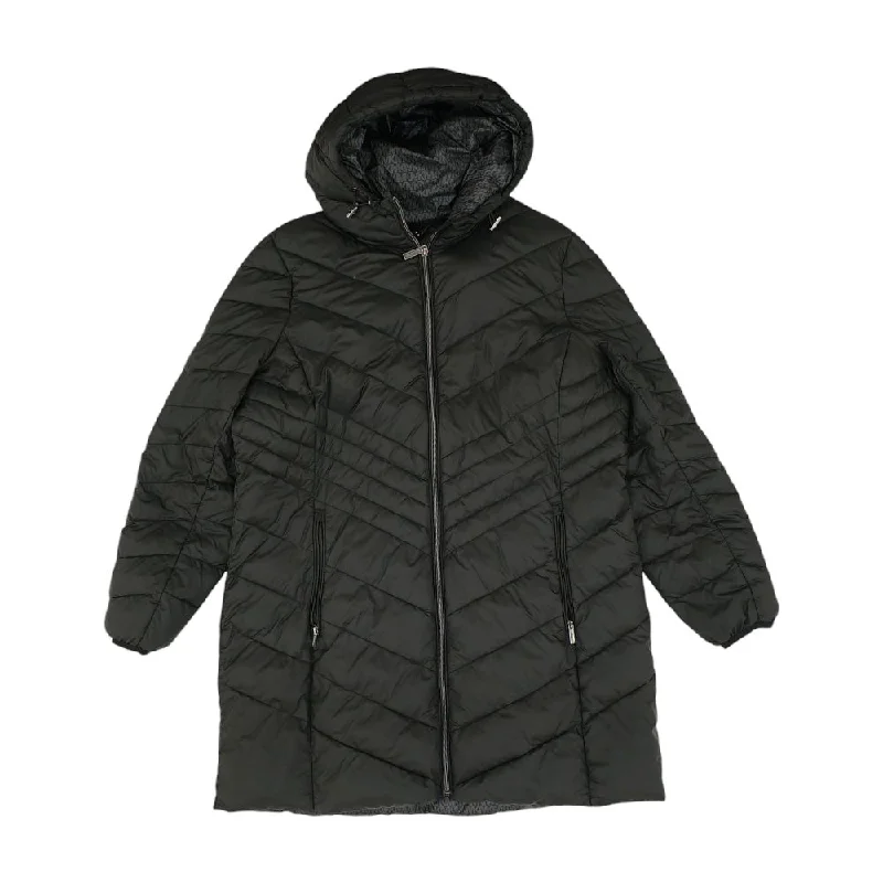 Black Solid Puffer Jacket Elasticated Jacket Padded Jacket Insulated Jacket