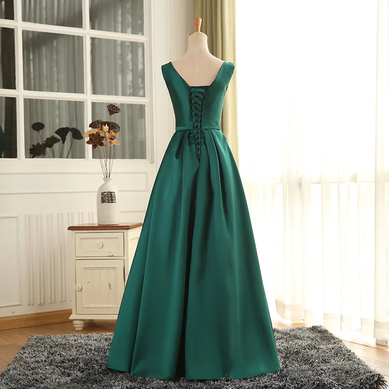 Simple Pretty Green Satin Long Party Dress Prom Dress, Green Evening Formal Dresses Tunics Practical durable Simple Pretty Green Satin Long Party Dress Prom Dress, Green Evening Formal Dresses Tunics Practical durable