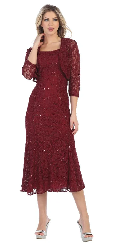 Sally Fashion 8863 Tea-Length Semi-Formal Dress with Lace Bolero Jacket Wool Fabric Cashmere Fabric Tweed Fabric Sally Fashion 8863 Tea-Length Semi-Formal Dress with Lace Bolero Jacket Wool Fabric Cashmere Fabric Tweed Fabric