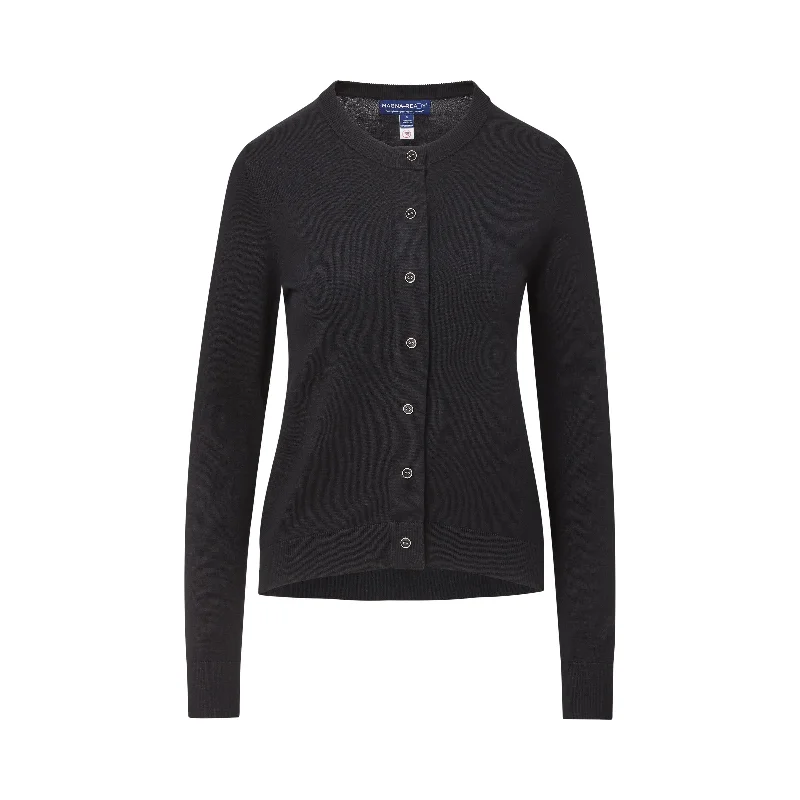 Women's Adaptive Magnetic Front Knit Cardigan Sweater In Black Nylon Fabric Polyester Fabric Spandex Fabric Women's Adaptive Magnetic Front Knit Cardigan Sweater In Black Nylon Fabric Polyester Fabric Spandex Fabric