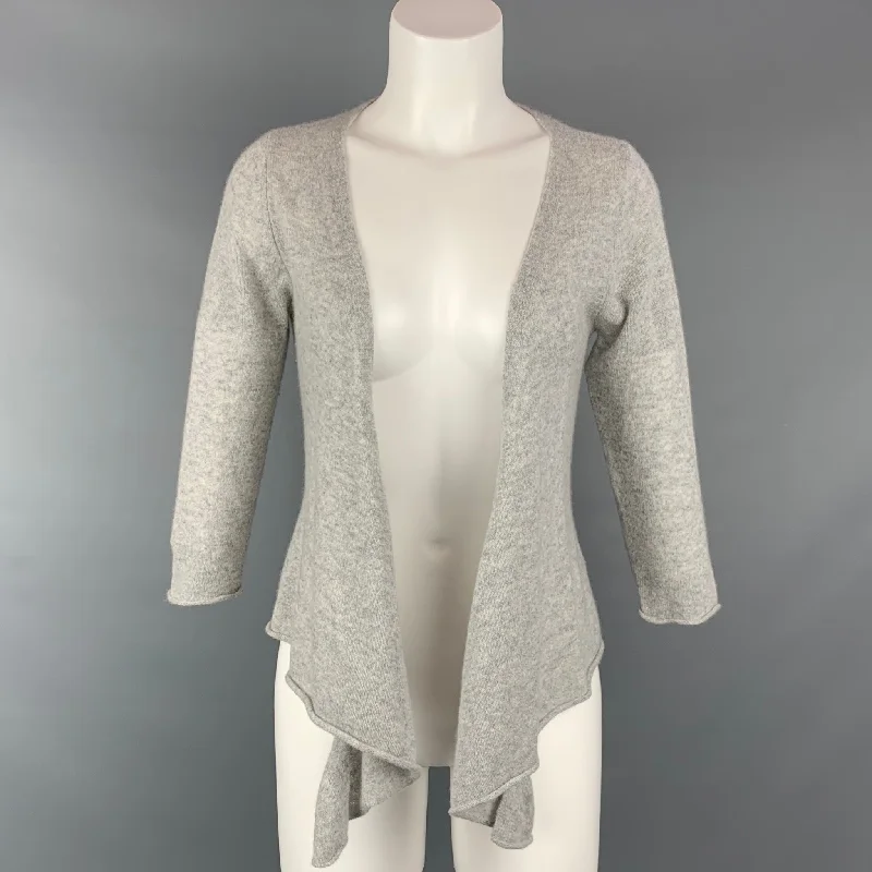 CLAUDIA NICHOLE Size S Grey Heather Knitted Cashmere Cardigan Fleece Fabric Down Fabric Feather Fabric CLAUDIA NICHOLE Size S Grey Heather Knitted Cashmere Cardigan Fleece Fabric Down Fabric Feather Fabric