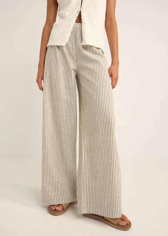 Valley Stripe Wide Leg Pant Soft Cotton Pants