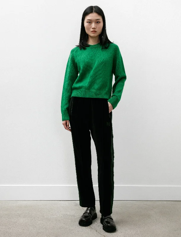 Narrow Track Pants Velour Black Chic Faux Leather Pants