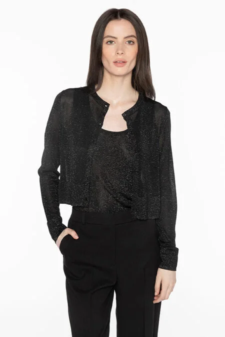 Kinross Cashmere Shimmer Crop Cardigan Elasticated Padded Insulated