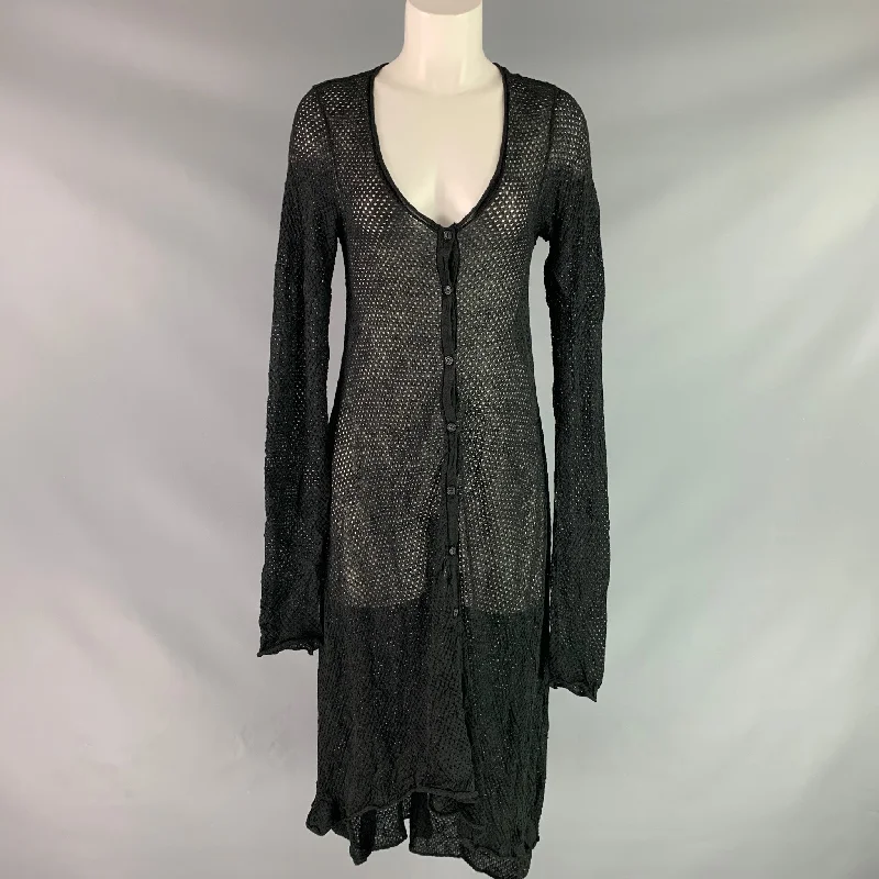 Cardigan Size S Black Acrylic Blend Eyelet Faux Fur Fabric Real Fur Fabric Shearling Fabric