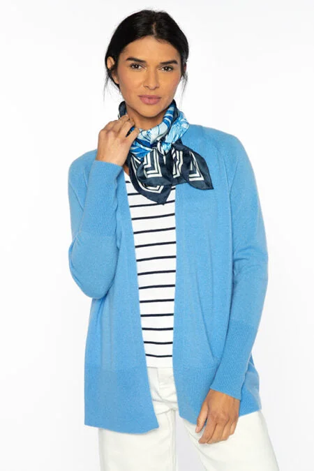 Kinross Cashmere Rib Trim Easy Cardigan Boxy Cardigan Fitted Cardigan A-Line