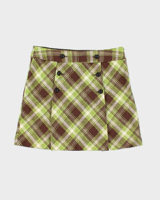 Vintage 90s Esprit De Corp Checked Wool Blend Skirt - S silk skirt elegant