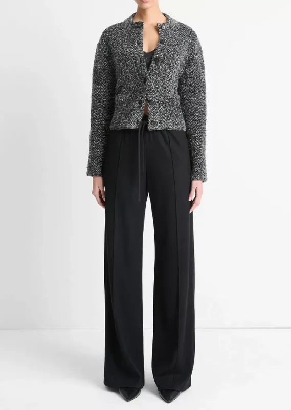 Herringbone Wool-Blend Cardigan Jacket Polka Dot Checkered Tartan