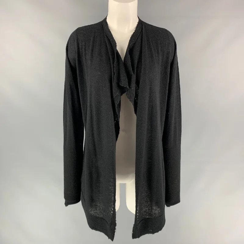 ZADIG & VOLTAIRE Size M Black Cashmere Daphnee Cardigan Mesh Blend Leather Blend Suede Blend ZADIG & VOLTAIRE Size M Black Cashmere Daphnee Cardigan Mesh Blend Leather Blend Suede Blend