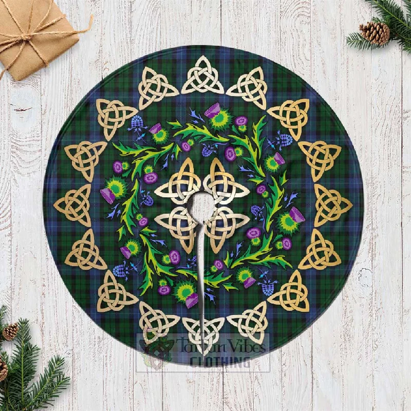 MacIntyre (McIntyre) Tartan Christmas Tree Skirt with Thistle Celtic Knot Style cashmere skirt soft MacIntyre (McIntyre) Tartan Christmas Tree Skirt with Thistle Celtic Knot Style cashmere skirt soft